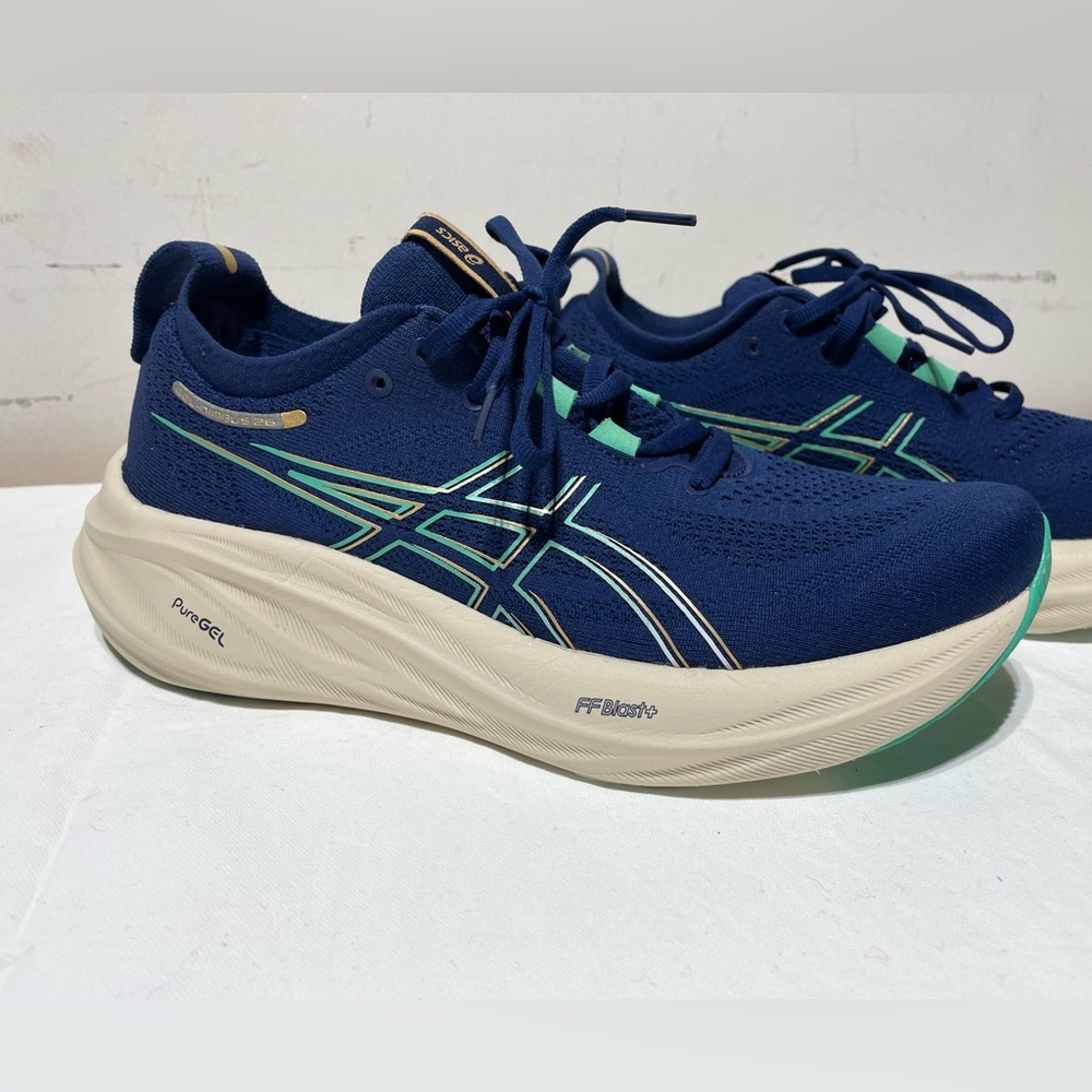 ASICS Womens Gel-Nimbus 26 Size 9 Blue Expanse Aurora Green 1012B601-400 - Picture 7 of 16